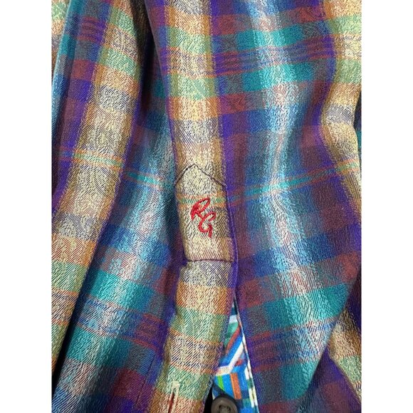 Robert Graham Purple Beige Plaid Men's Long Sleeve Button Down Shirt Size M - Picture 5 of 9